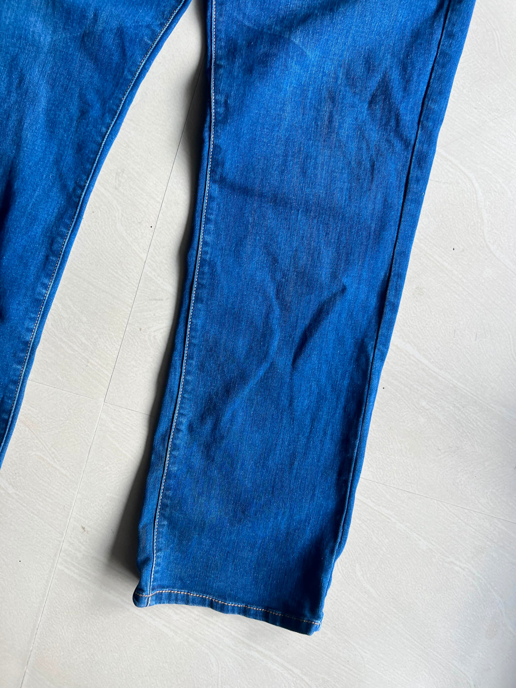 Vintage Blue Wash Straight Fit Denim Jeans