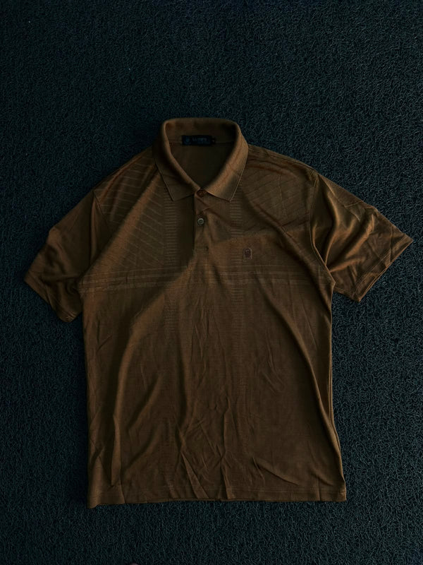 Vintage Brown Textured Pattern Polo T-Shirt