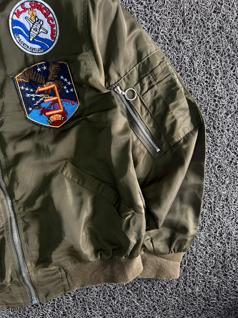 Vintage Flight Bomber Jacket – Military Patch Zip-Up | Unisex
