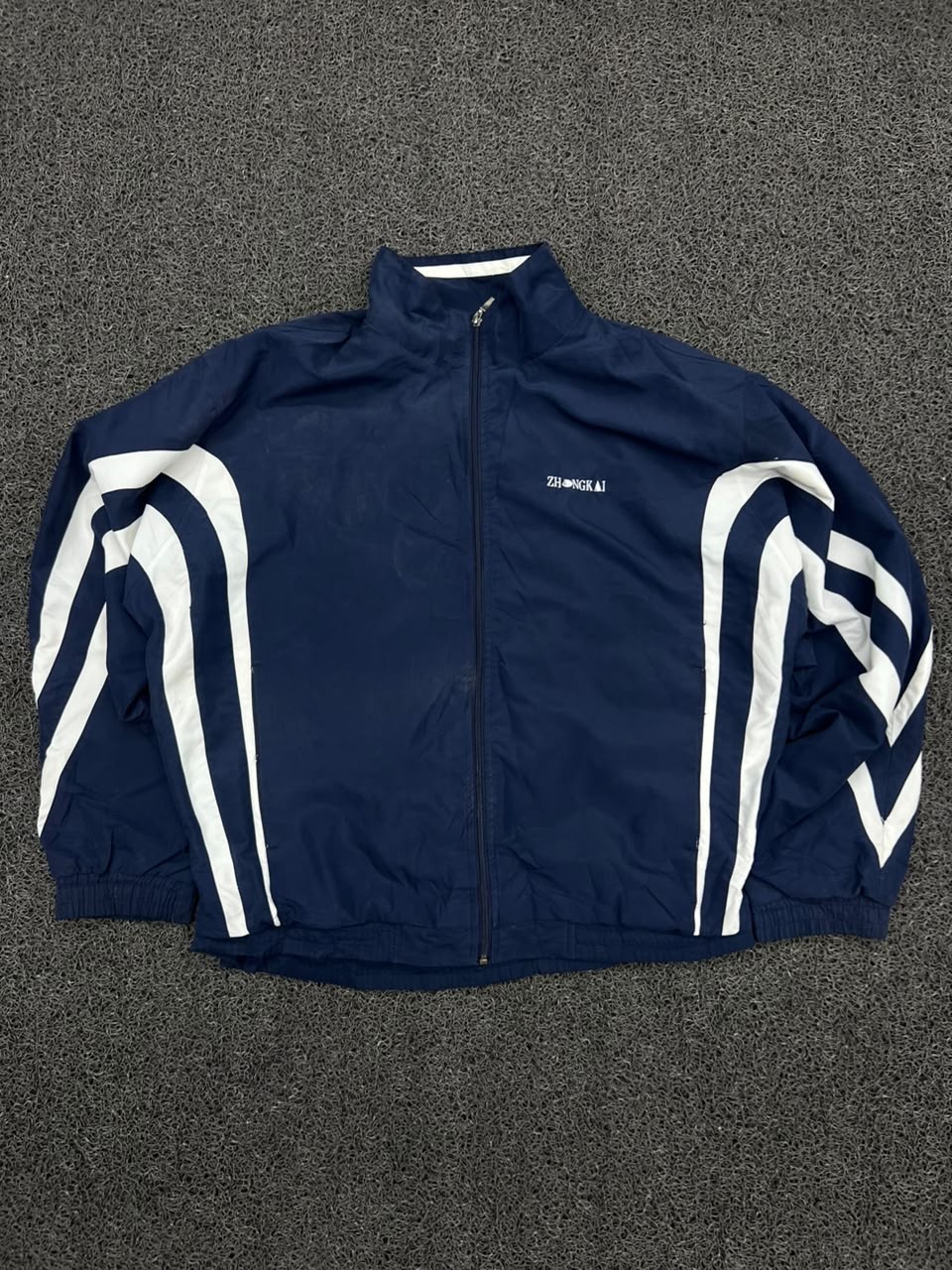 ZHONGKAI Navy Blue Track Jacket with White Panel Design