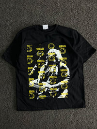 Nirvana Graphic Print T-Shirt with Yellow Smiley Design
