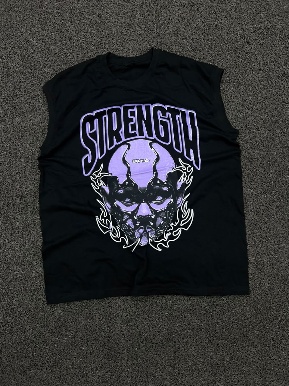 Strength Brand Purple Skull Graphic Sleeveless T-Shirt
