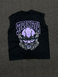 Strength Brand Purple Skull Graphic Sleeveless T-Shirt