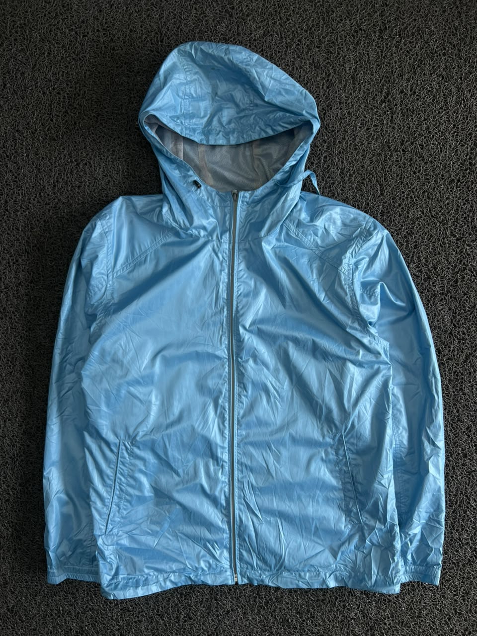 Sky Blue Lightweight Hooded Windbreaker Jacket
