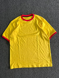 Yellow T-Shirt with Red Contrast Collar & Sleeve Trim