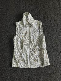 Vintage Cream Leopard Print Zip-Up Utility Vest