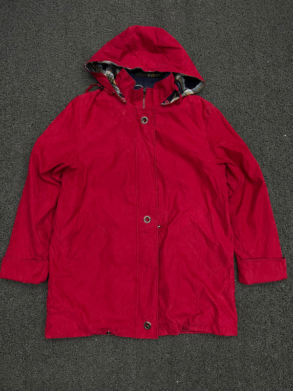 Hooded Utility Jacket with Plaid-Lined Hood