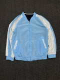 Men's Reversible Sky Blue & Black Bomber Jacket – Lightweight Full Zip Varsity Windbreaker