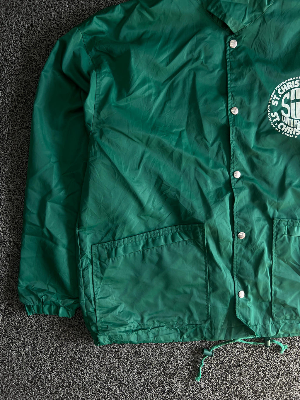 Vintage St. Christopher Green Nylon Coach Jacket