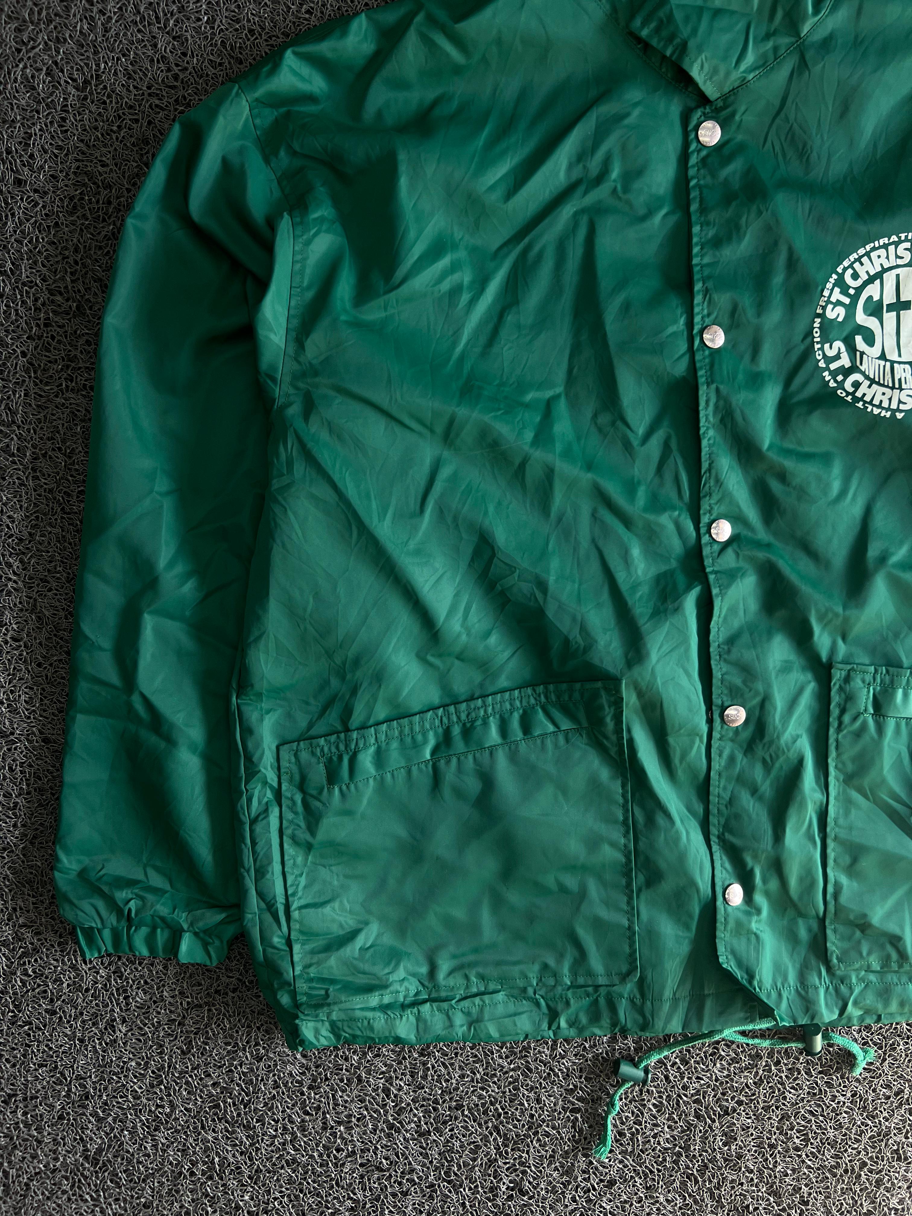 Vintage St. Christopher Green Nylon Coach Jacket