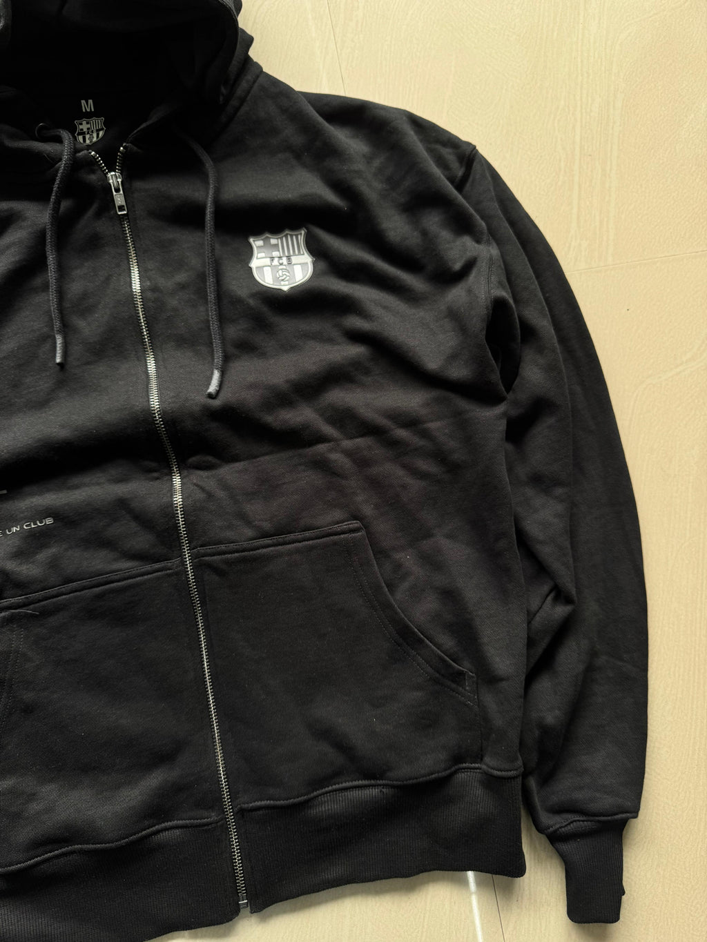 FC Barcelona Black Zip-Up Oversized Hoodie