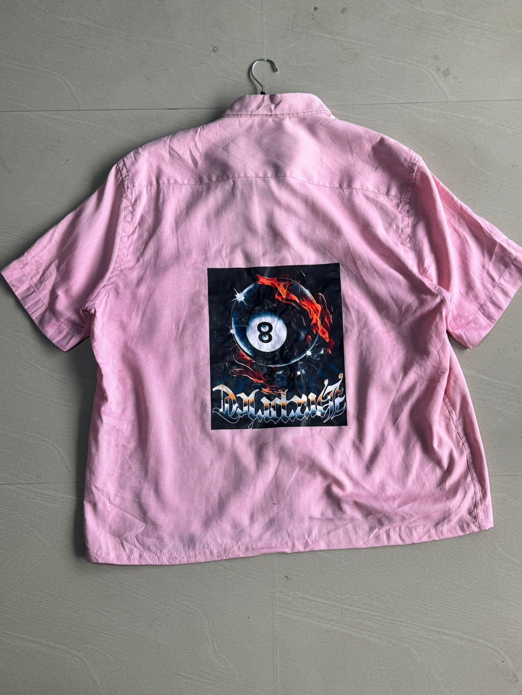 Oversized Boxy Pink Graphic Shirt – 8 Ball Print