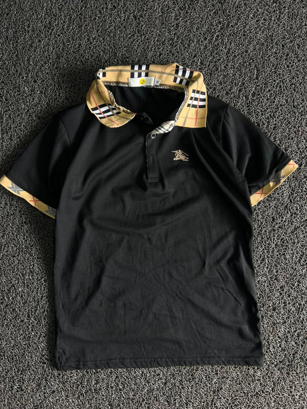 Vintage Burberry Nova Check Collar Polo T-Shirt – Classic Embroidered Logo | Unisex