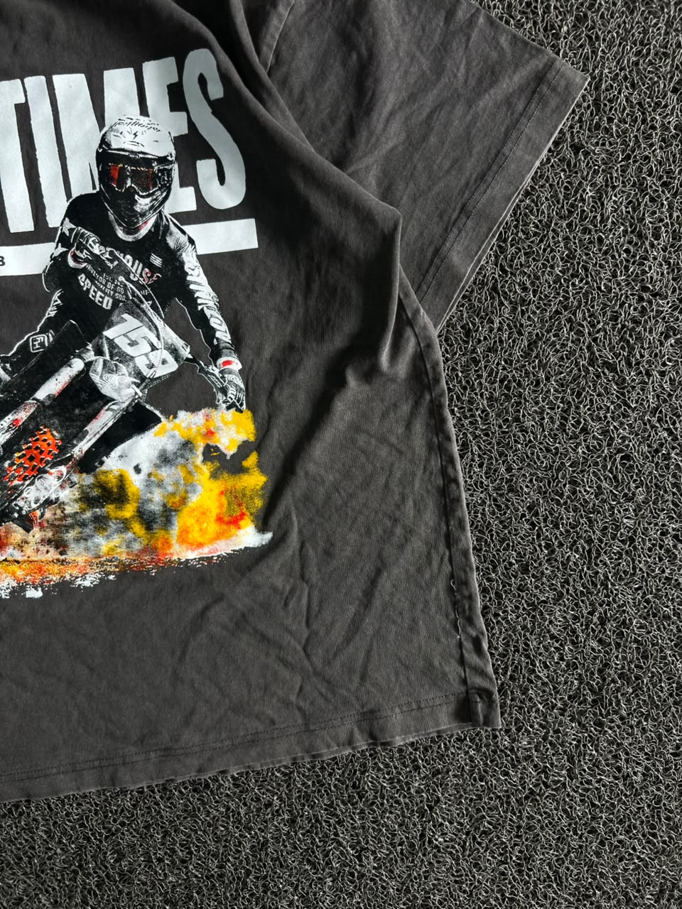 Fast Times Moto Graphic Oversized T-Shirt –Vintage Racing Print