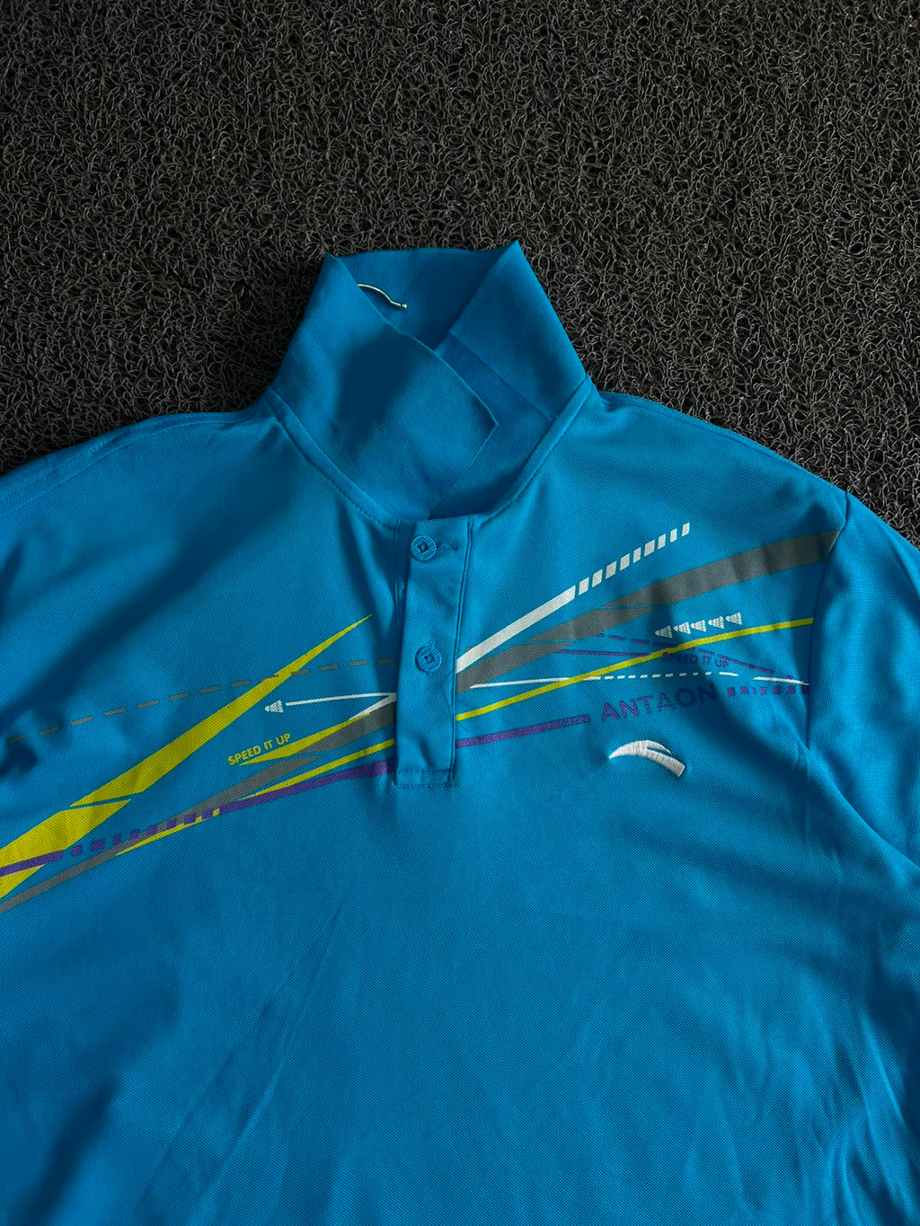 Vintage Antaon Blue Graphic Polo T-Shirt