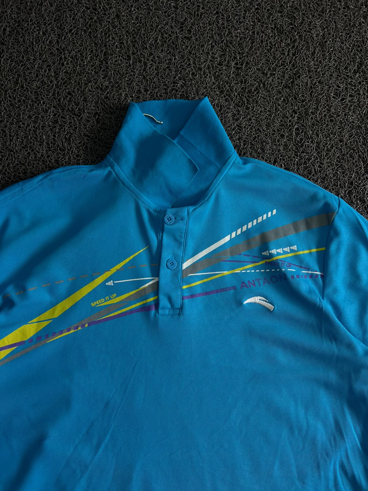 Vintage Antaon Blue Graphic Polo T-Shirt