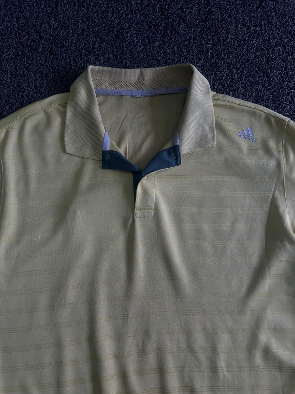 Vintage Adidas Light Sage Striped Polo Shirt – Embroidered Logo | Classic Golf Casual