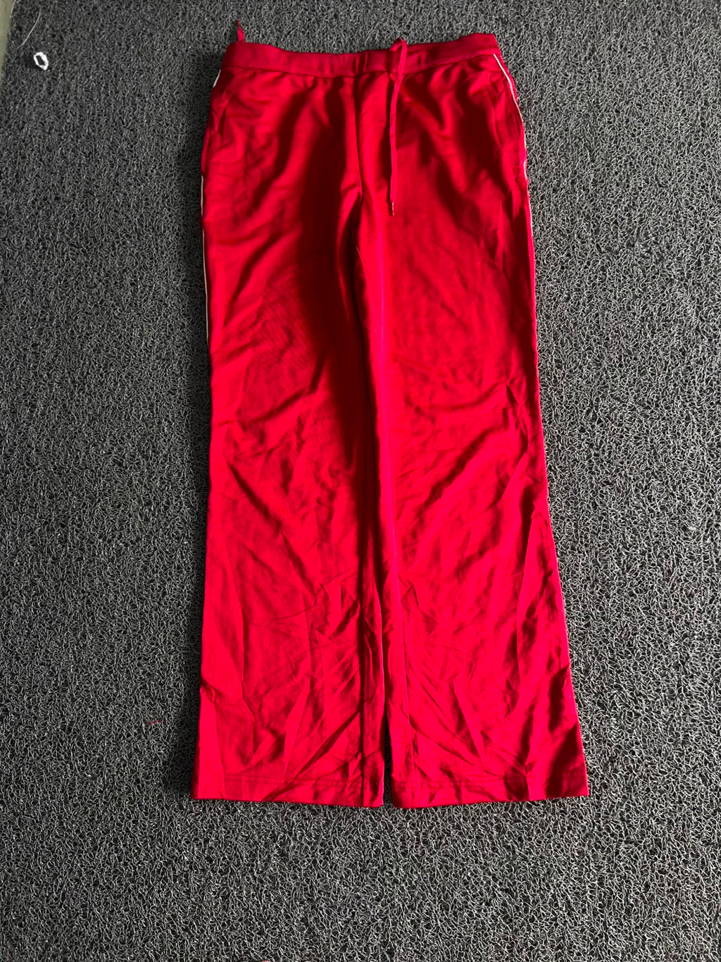 Vintage Red Wide Leg Track Pants – Women's Casual Sportswear with Drawstring Waist