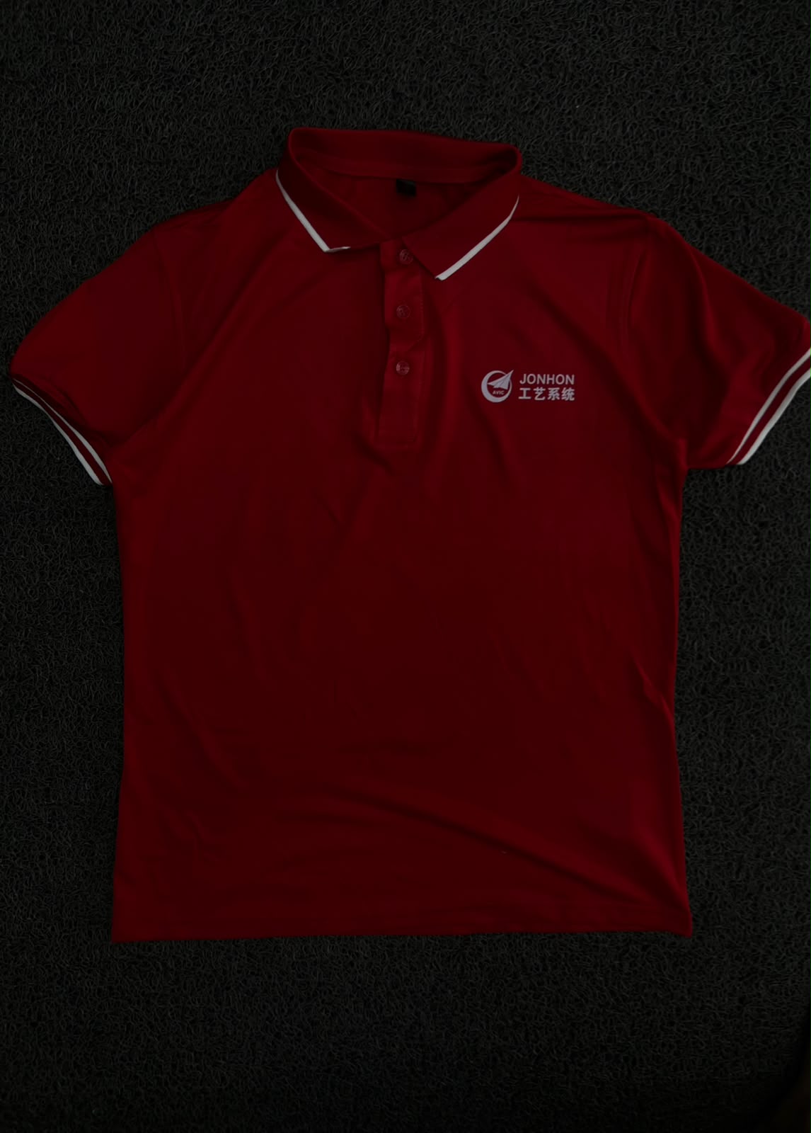 Red Polo T-Shirt with White Contrast Piping & Chest Logo – Short Sleeve