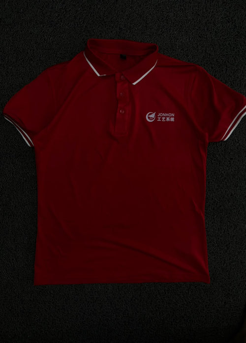 Red Polo T-Shirt with White Contrast Piping & Chest Logo – Short Sleeve