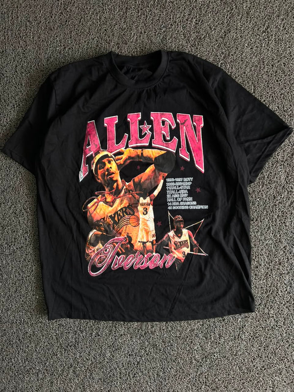Black Allen Iverson Graphic Basketball T-Shirt