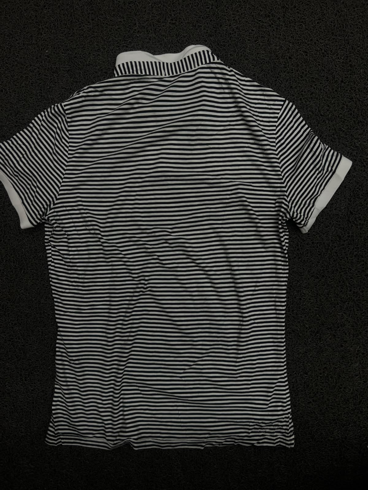 Striped Half-Zip Polo T-Shirt with Collar