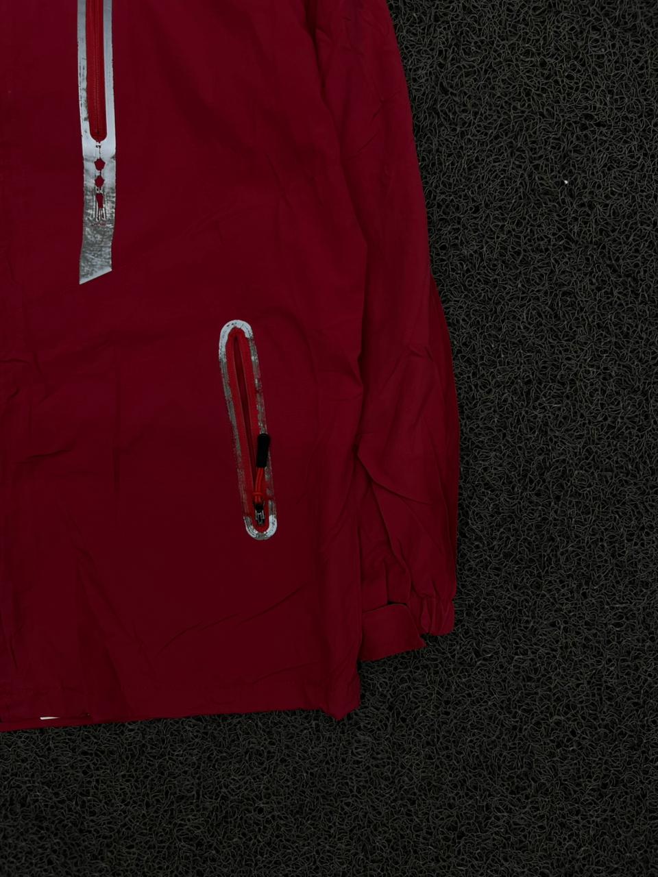 Red Outdoor Performance Full-Zip Jacket with Reflective Details