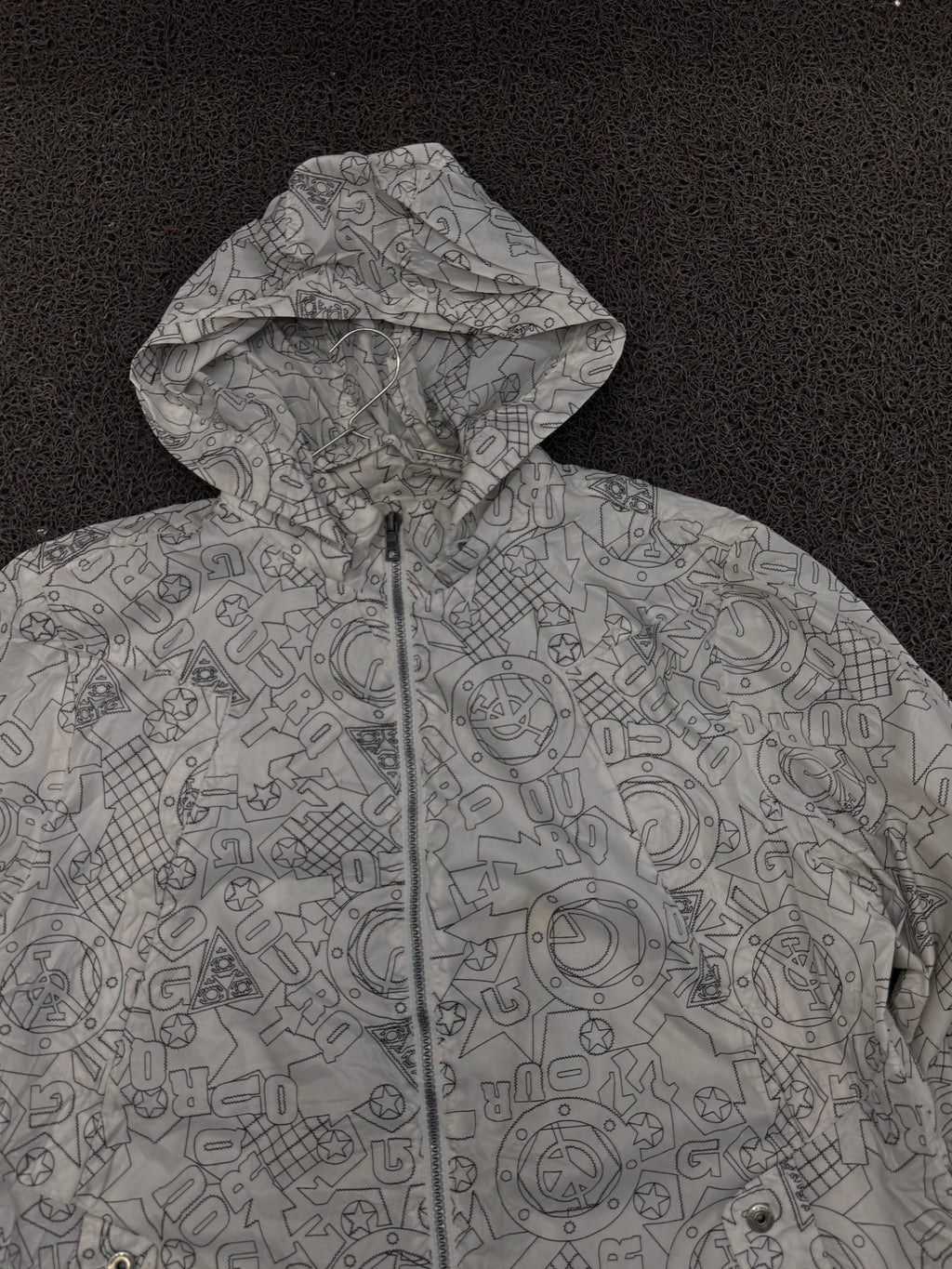Graphic Print Hooded Windbreaker Jacket