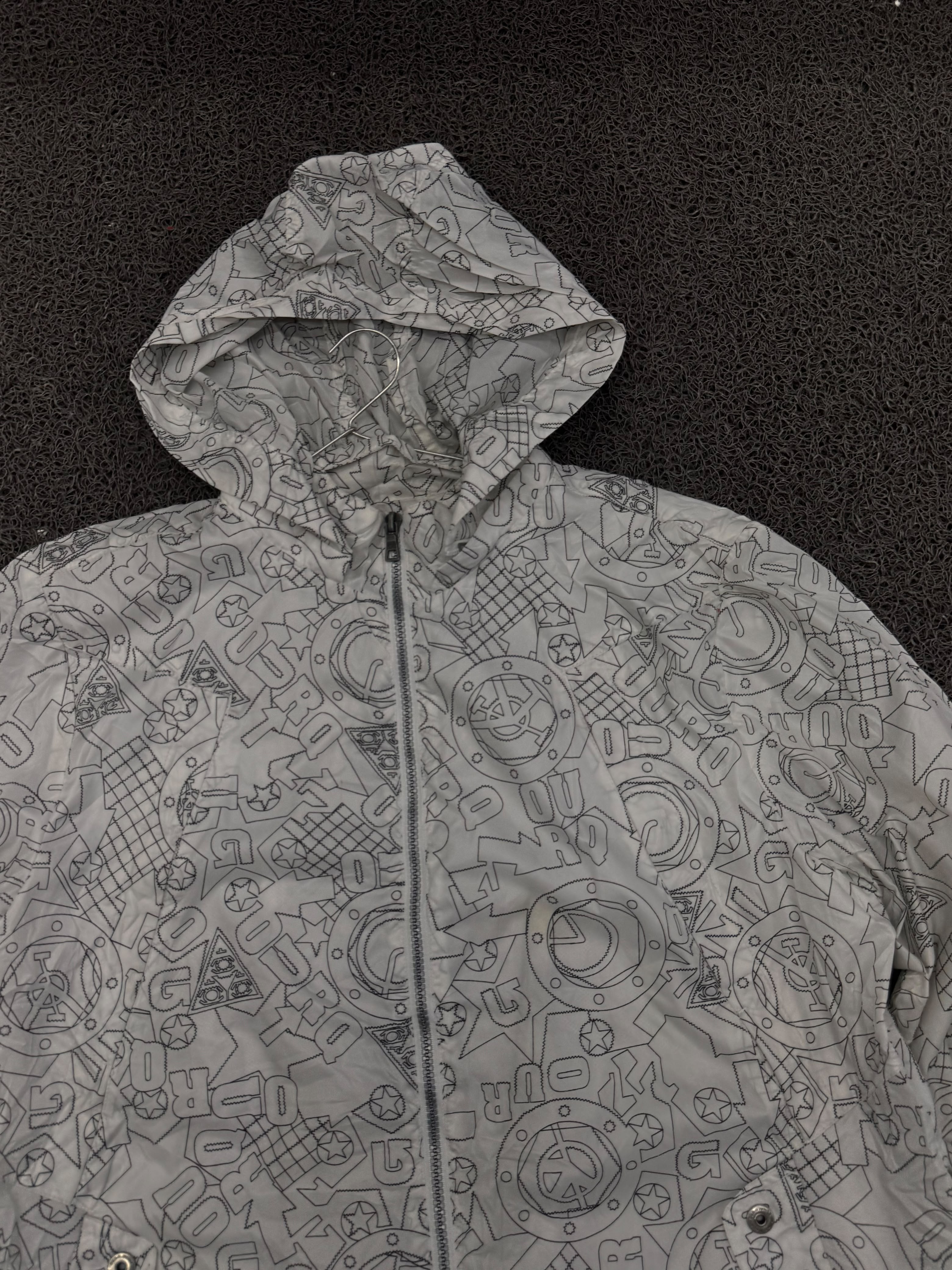 Graphic Print Hooded Windbreaker Jacket