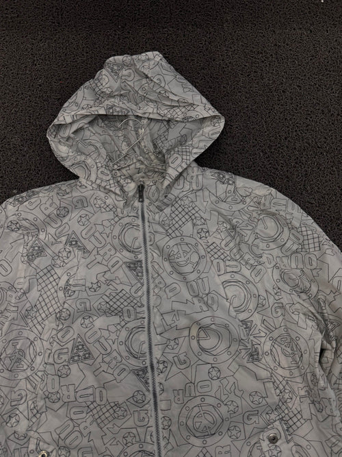 Graphic Print Hooded Windbreaker Jacket
