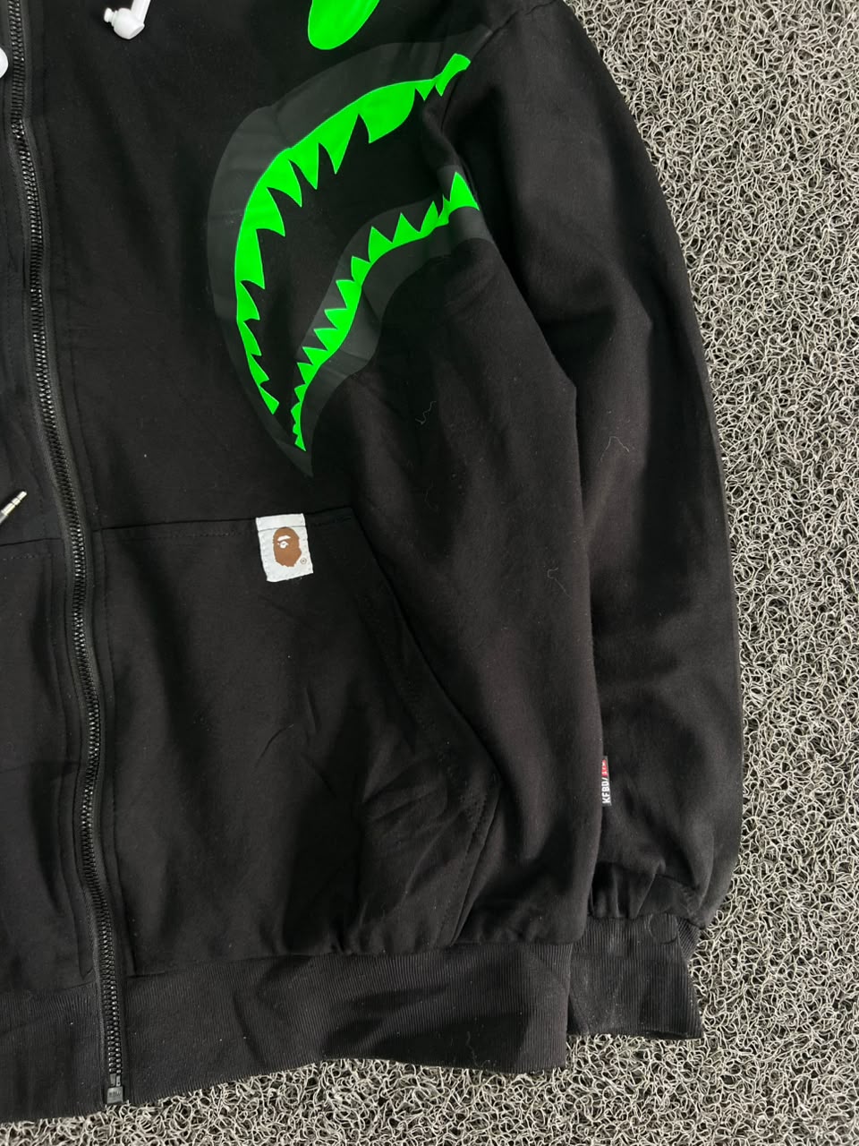 BAPE Shark Hoodie Jacket with Working Wired Headset – Black Full Zip Streetwear