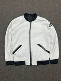 White & Black Lightweight Bomber Jacket – Full Zip Casual Windbreaker