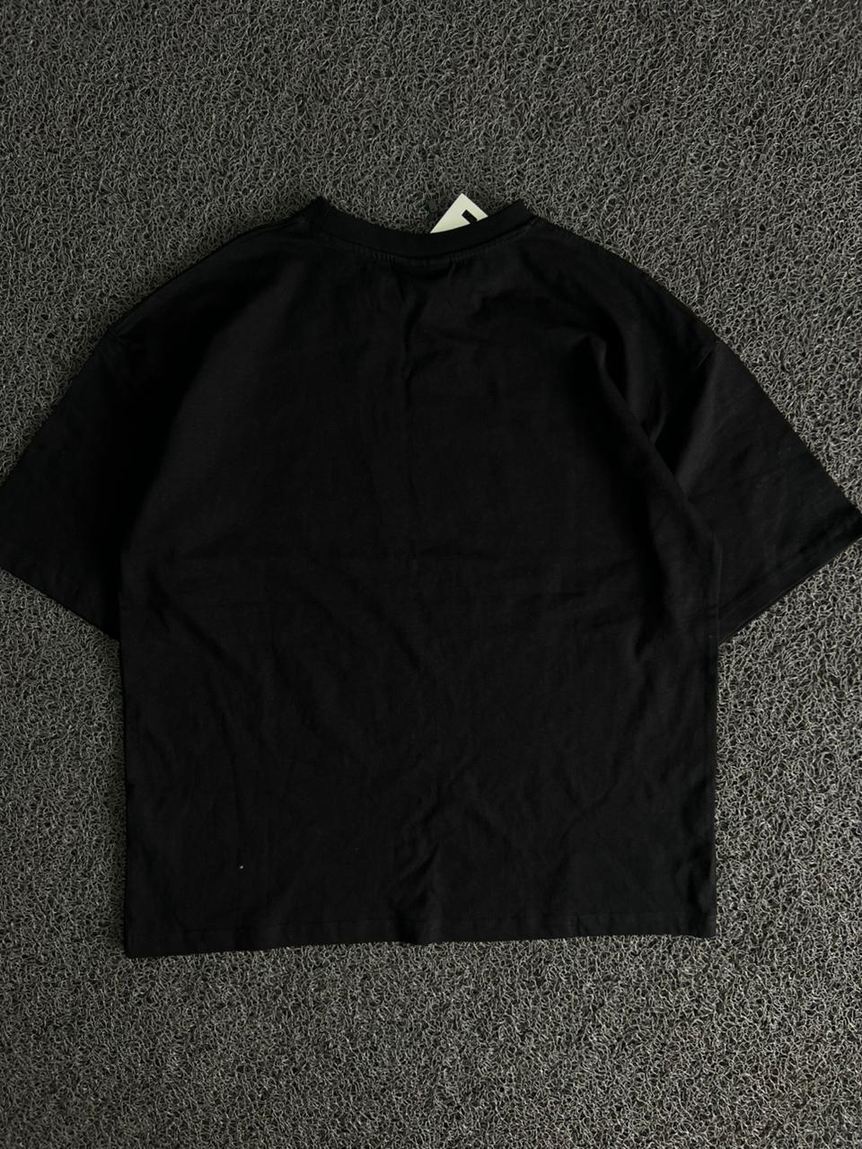 Black “Heaken” Graphic Print T-Shirt