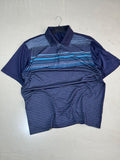 Vintage Golf Sport Striped Polo Shirt – Navy Blue Performance Golf Tee