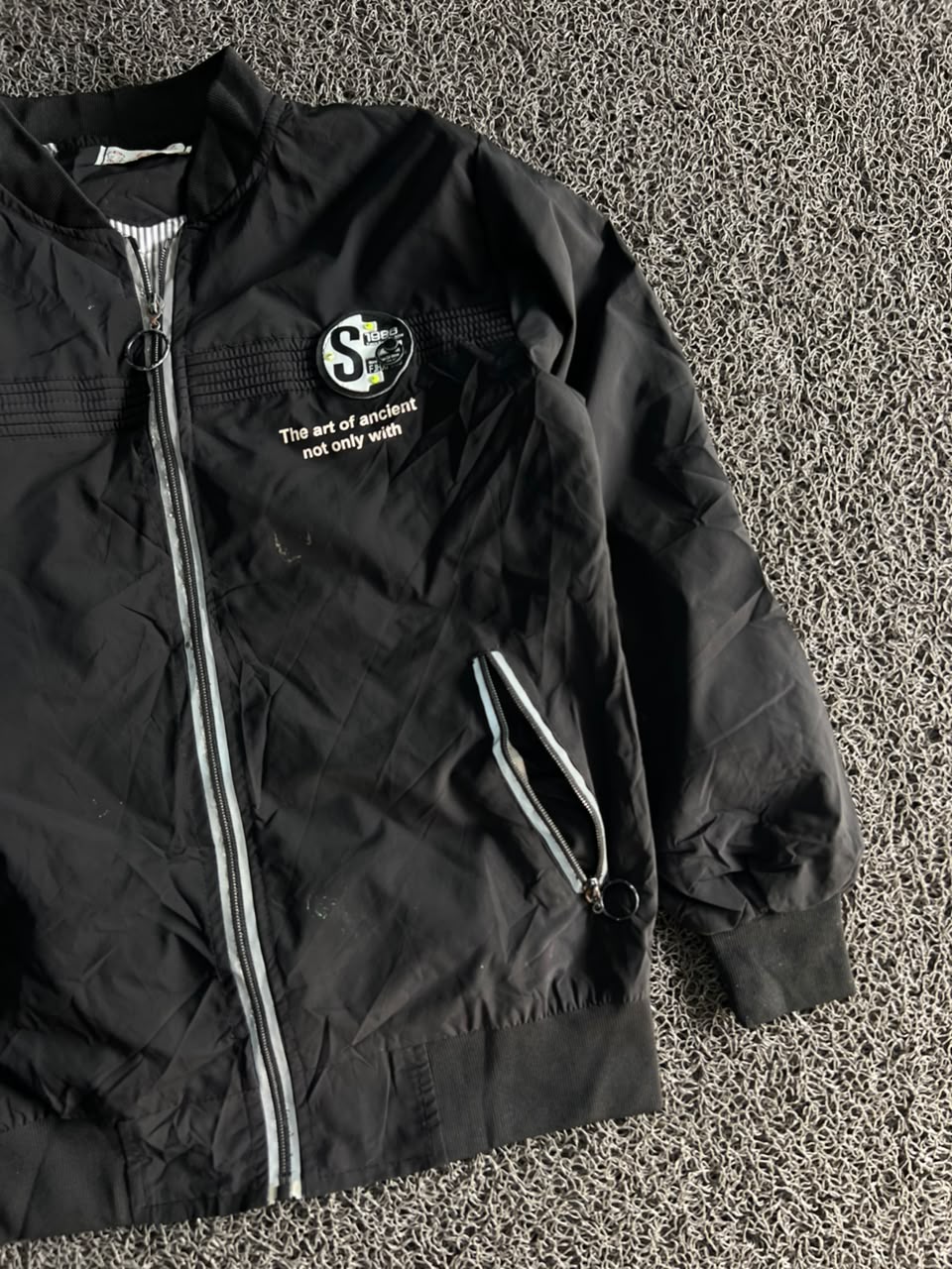 Casual Bomber Jacket with Chest Patch