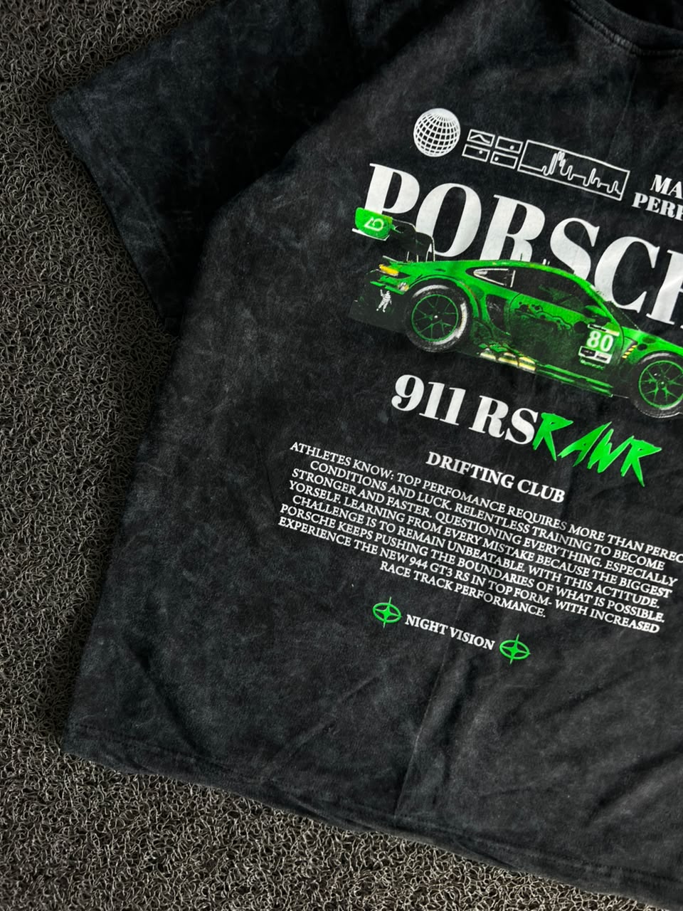 Porsche 911 RS Racing Graphic Acid Wash T-Shirt