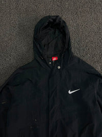 Nike Hooded Windbreaker Jacket with Oversized Back Swoosh Logo – Lightweight Full Zip ⚠️ Small Stains