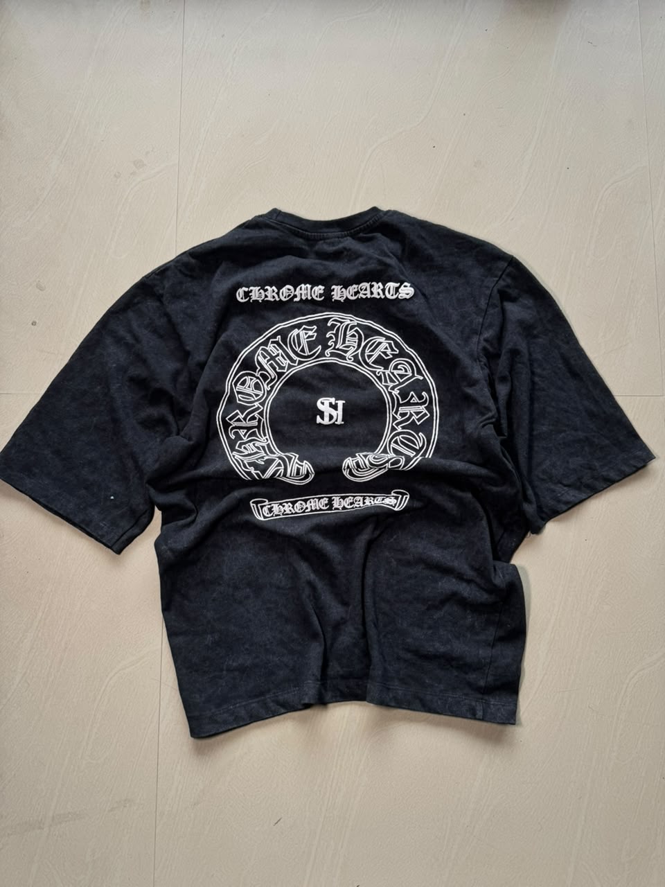 Chrome Hearts Horseshoe Logo Oversized Black T-Shirt