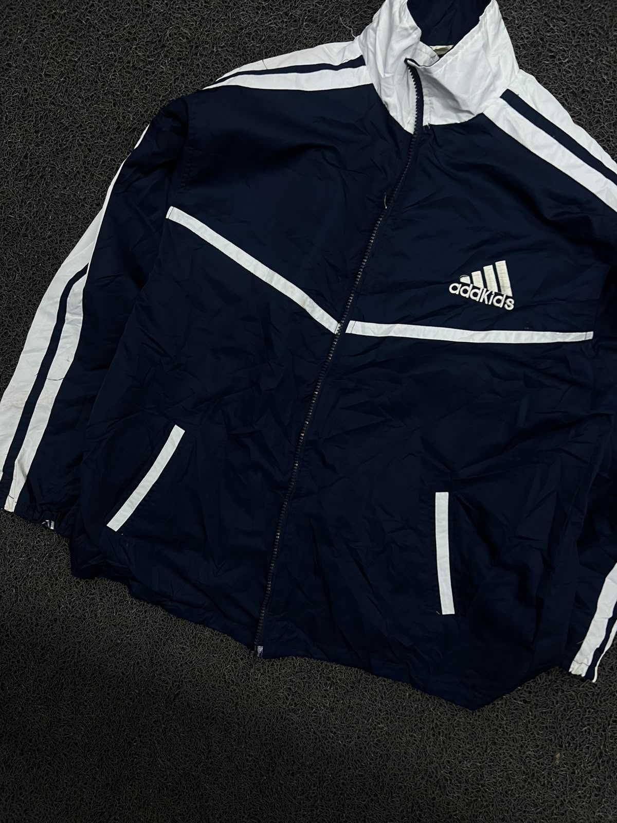 White Stripe Track Jacket ⚠️ Small Damage and No Zip