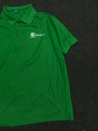 Men’s Green Solid Short-Sleeve Polo T-Shirt with Collar & Chest Print