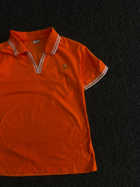 Orange Striped Collar Polo T-Shirt