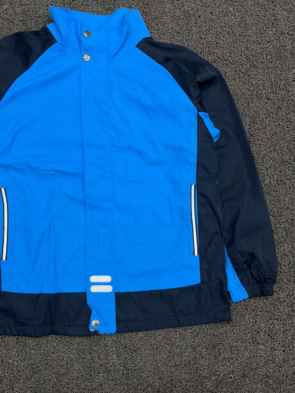 Men’s Blue & Navy Colorblock Hooded Windbreaker Jacket