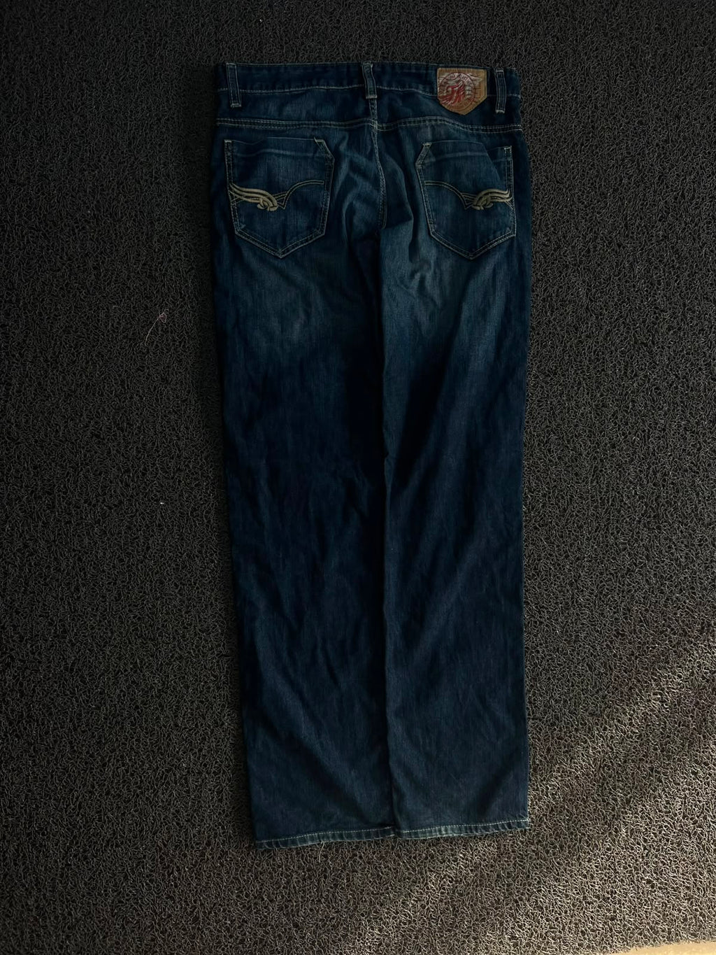 Vintage Dark Wash Straight Fit Denim Jeans