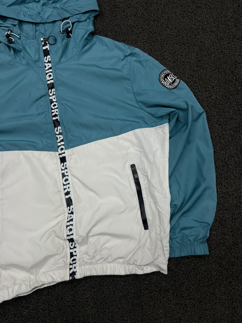 SAIQI Sport Color Block Hooded Windbreaker Jacket – Lightweight Zip-Up