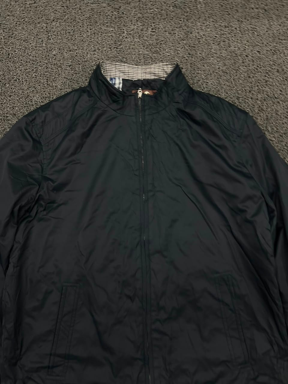 Classic Black Full-Zip Windbreaker Jacket