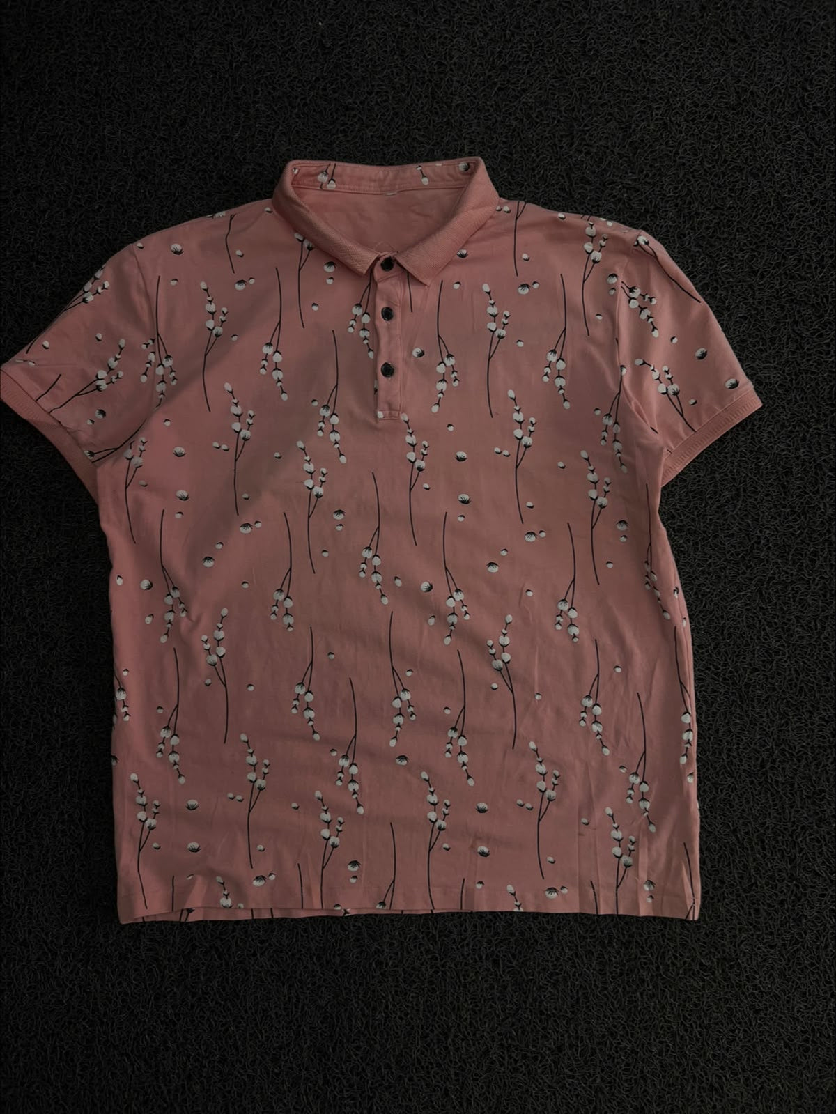 Vintage Floral Pattern Polo T-Shirt