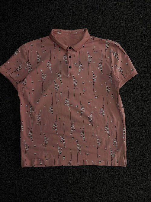 Vintage Floral Pattern Polo T-Shirt