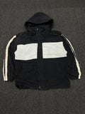 Black & White Color Block Hooded Windbreaker Jacket