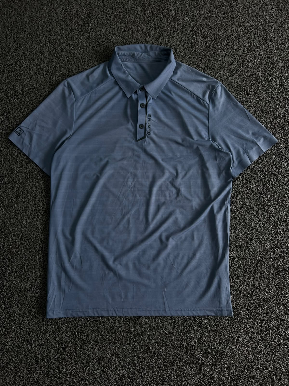 Vintage Men's Slate Blue Performance Polo T-Shirt – Short Sleeve Collared Active Wear