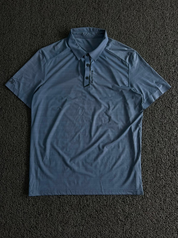 Vintage Men's Slate Blue Performance Polo T-Shirt – Short Sleeve Collared Active Wear